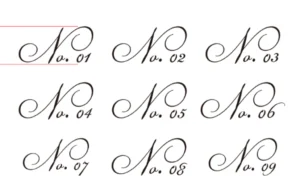 Pochoir numéro cursive